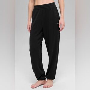 ALO Yoga Black Waffle-Knit Jogger